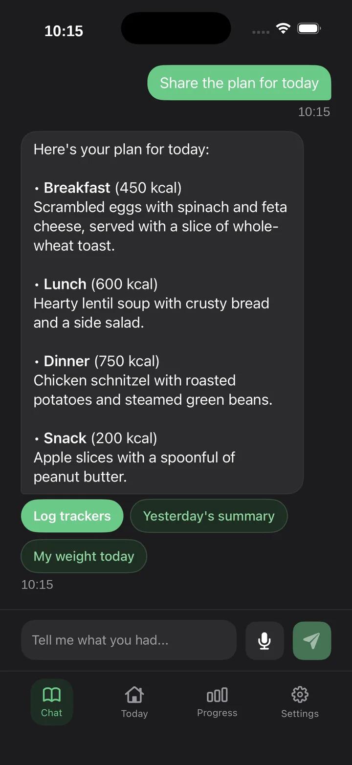 Nuvvoo meal plan in dark mode